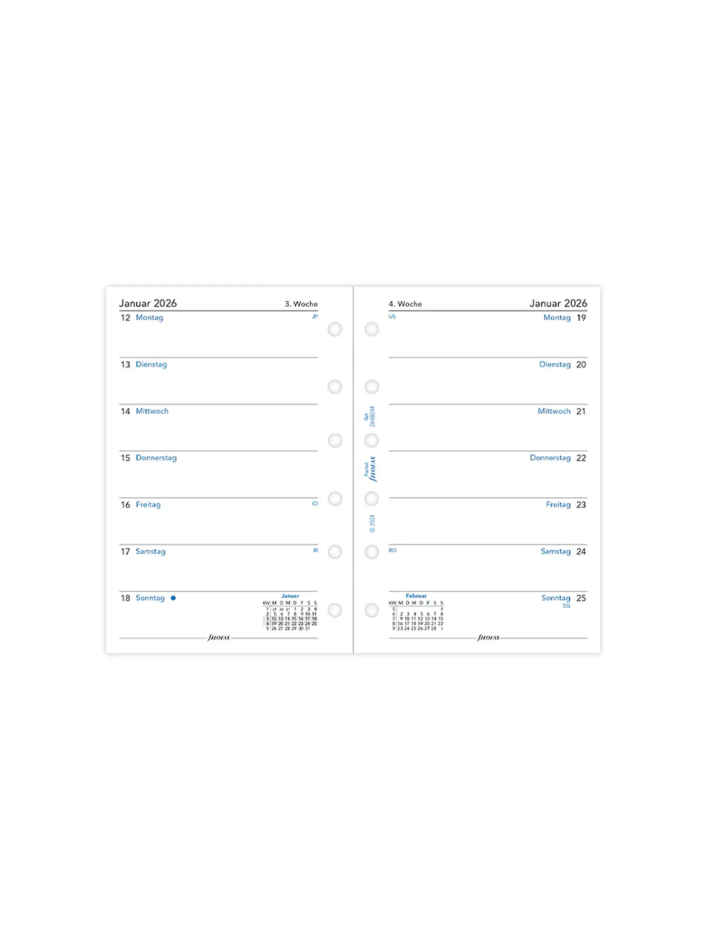 FILOFAX | Kalendereinlage Pocket Woche 2026 Deutsch | 